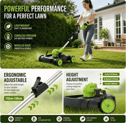 TrimFlex™ Electric Lawn Mower 3000W Brushless | String Trimmer & Wheeled Edger Combo | 2×4.0Ah Battery
