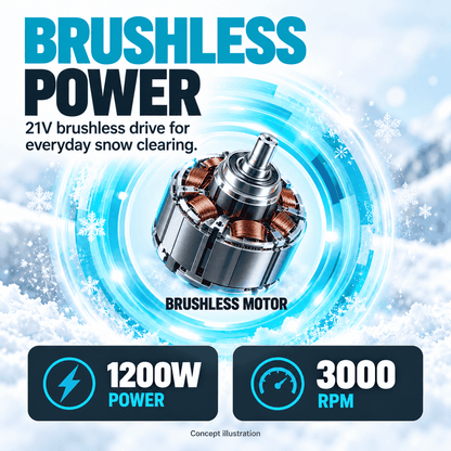 FrostSweep™ 21V Cordless Snow Shovel, 12.5" Clearing Width, 2×4000mAh Batteries
