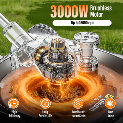 TrimFlex™ Electric Lawn Mower 3000W Brushless | String Trimmer & Wheeled Edger Combo | 2×4.0Ah Battery