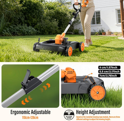 TrimFlex™ Electric Lawn Mower 3000W Brushless | String Trimmer & Wheeled Edger Combo | 2×4.0Ah Battery