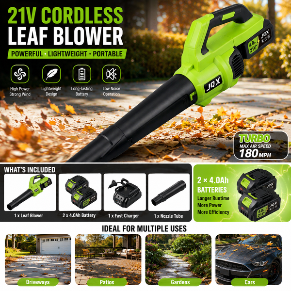 AirJet™ 21V Cordless Leaf Blower | Brushless Motor, Dual Batteries & High-Performance Handheld Yard Blower