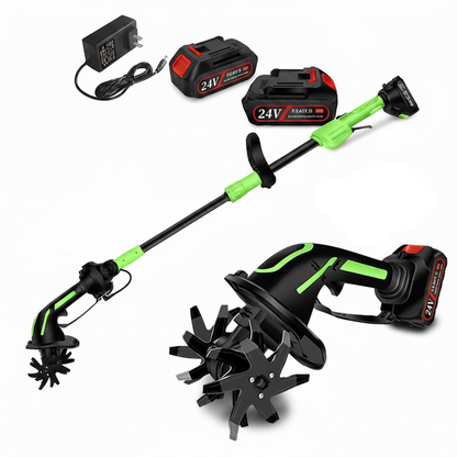 2-in-1 Cordless Garden Tiller & Cultivator with Adjustable Extension Pole