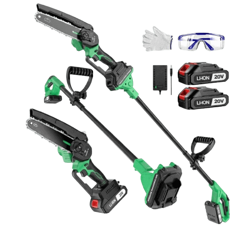 2-in-1 Cordless 6-Inch Pole Saw | 5–10 ft Extendable Rod | 2 Batteries (2000mAh)