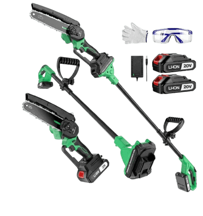 2-in-1 Cordless 6-Inch Pole Saw | 5–10 ft Extendable Rod | 2 Batteries (2000mAh)