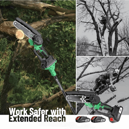 2-in-1 Cordless 6-Inch Pole Saw | 5–10 ft Extendable Rod | 2 Batteries (2000mAh)