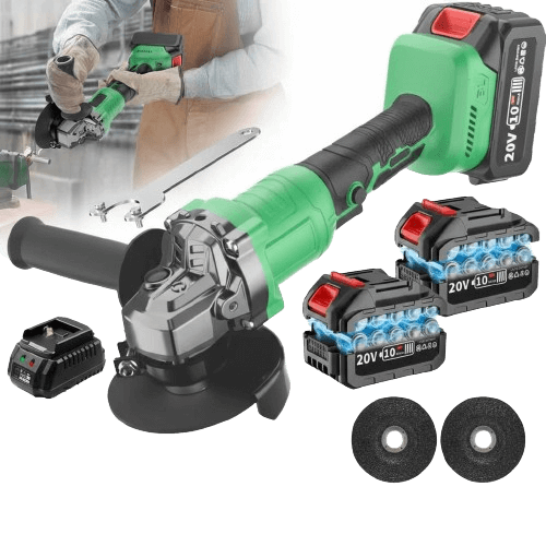 Cordless Brushless Angle Grinder – 20V | 3-Speed | 4000mAh Dual Battery