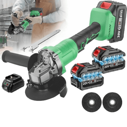 Cordless Brushless Angle Grinder – 20V | 3-Speed | 4000mAh Dual Battery