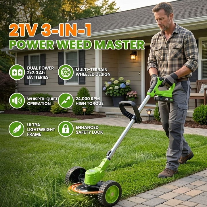 TrimFlex™ 3-in-1 Grass Trimmer | Cordless use, edging, cutting blades
