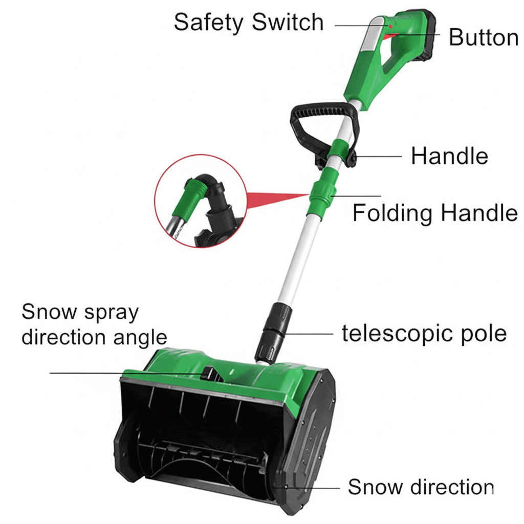 20V Cordless Snow Shovel – 12" Lightweight & Powerful Electric Snow Blower with 2X Battery