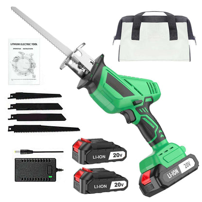 20V Cordless Reciprocating Saw | 3000RPM | 2×2000mAh Batteries | LED Light + Variable Speed
