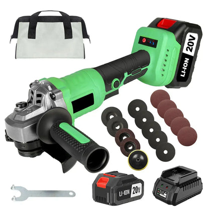 Cordless Brushless Angle Grinder – 20V | 3-Speed | 4000mAh Dual Battery