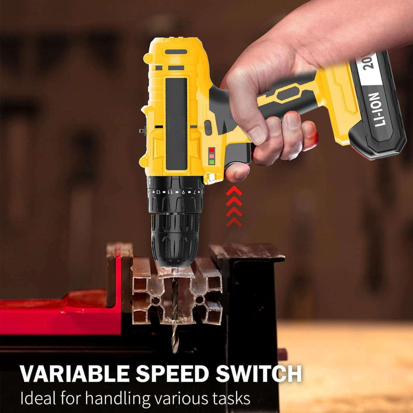 20V Cordless Impact Drill Kit | 136PCS, 45Nm, 2 Batteries, LED Light