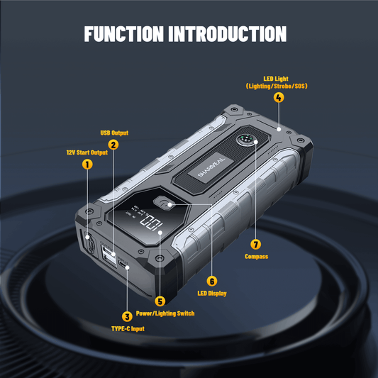 MULTI FUNCTION Car Jump Starter Power Bank with LED Emergency Light