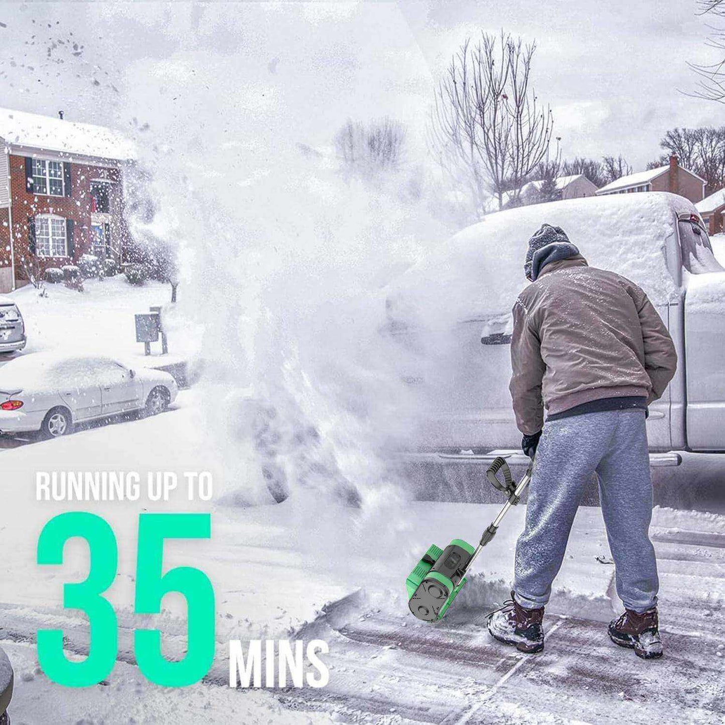 20V Cordless Snow Shovel – 12" Lightweight & Powerful Electric Snow Blower with 2X Battery