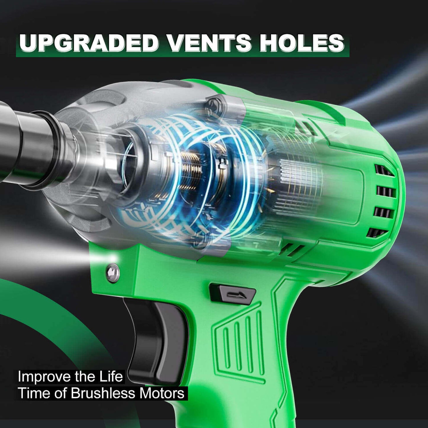 3-in-1 Cordless Impact Wrench 20V | 320Nm Brushless Motor | 2× 4000mAh Batteries