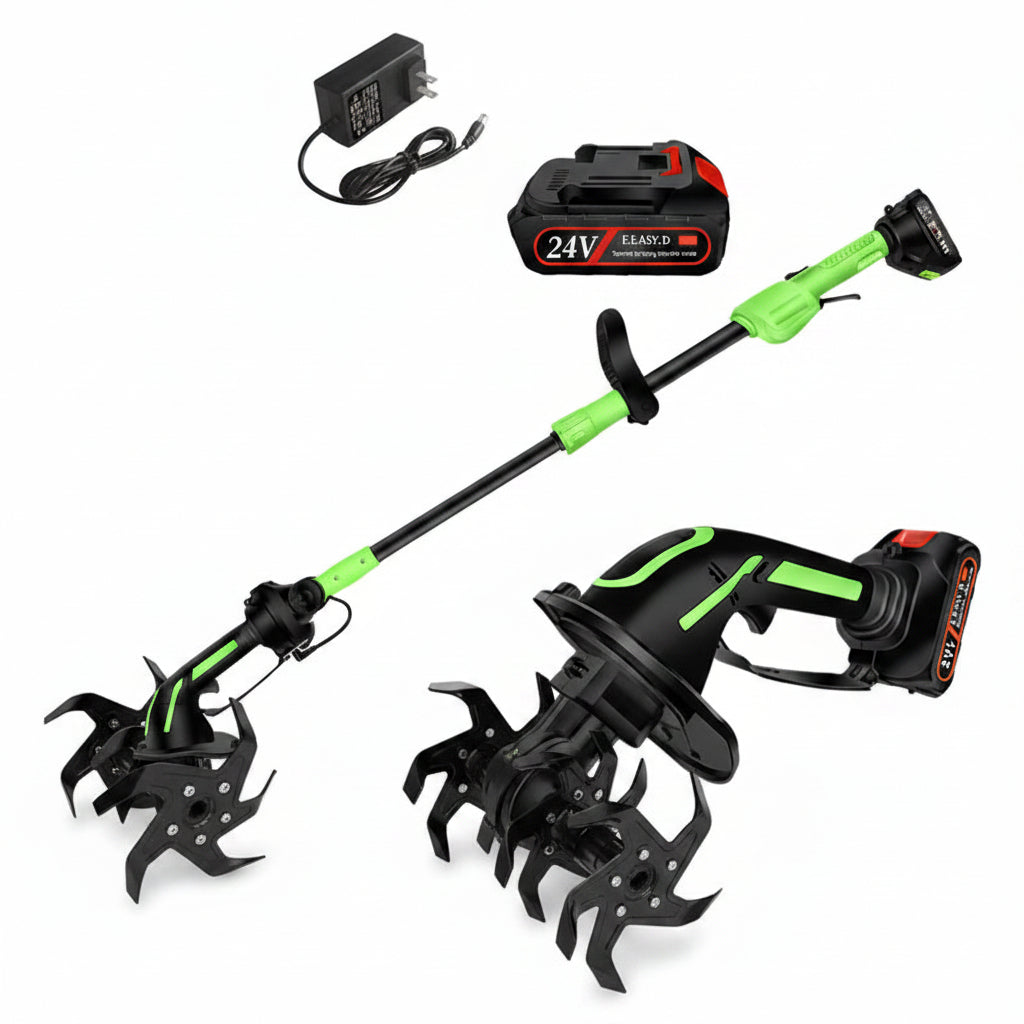 2-in-1 Cordless Garden Tiller & Cultivator with Adjustable Extension Pole