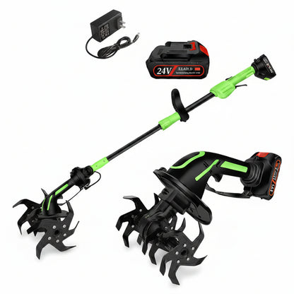 2-in-1 Cordless Garden Tiller & Cultivator with Adjustable Extension Pole