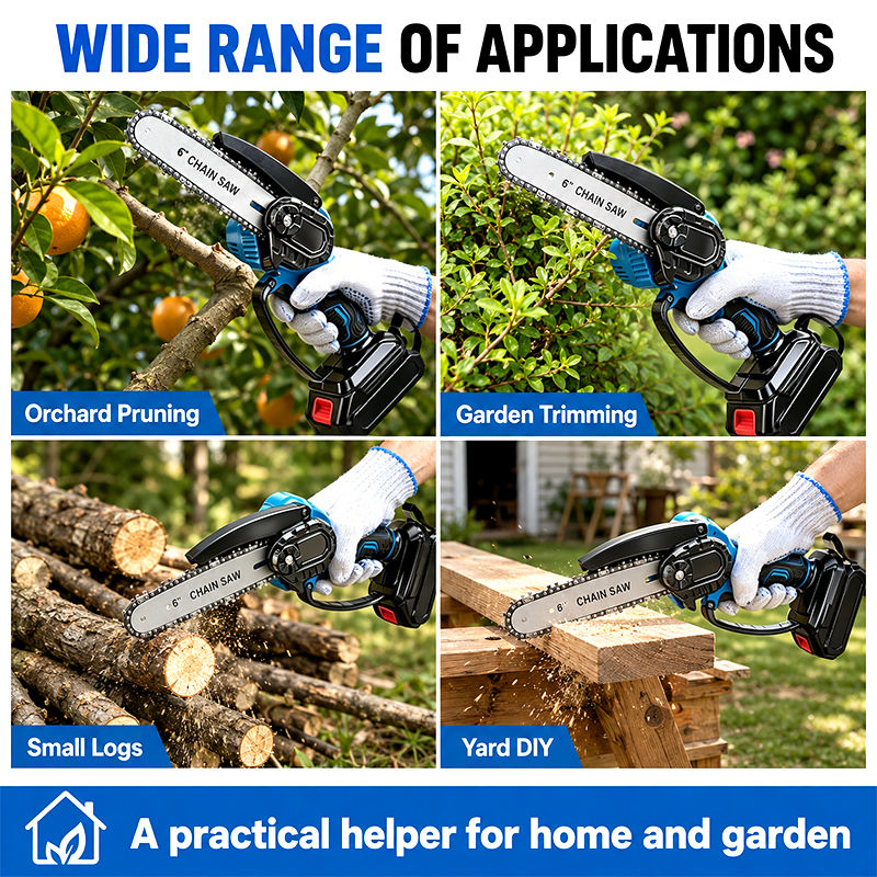 Cordless Mini Chainsaw 6" | Electric Pruning Saw with 2 Batteries