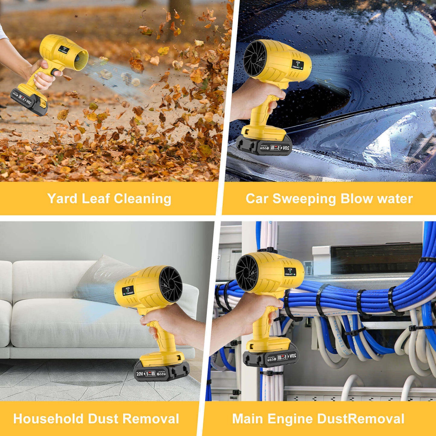 Turbo™ 20V Brushless High-Pressure Leaf Blower | 2×2000mAh Battery, 3 Nozzles