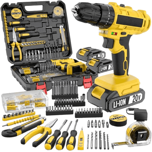 20V Cordless Impact Drill Kit | 136PCS, 45Nm, 2 Batteries, LED Light