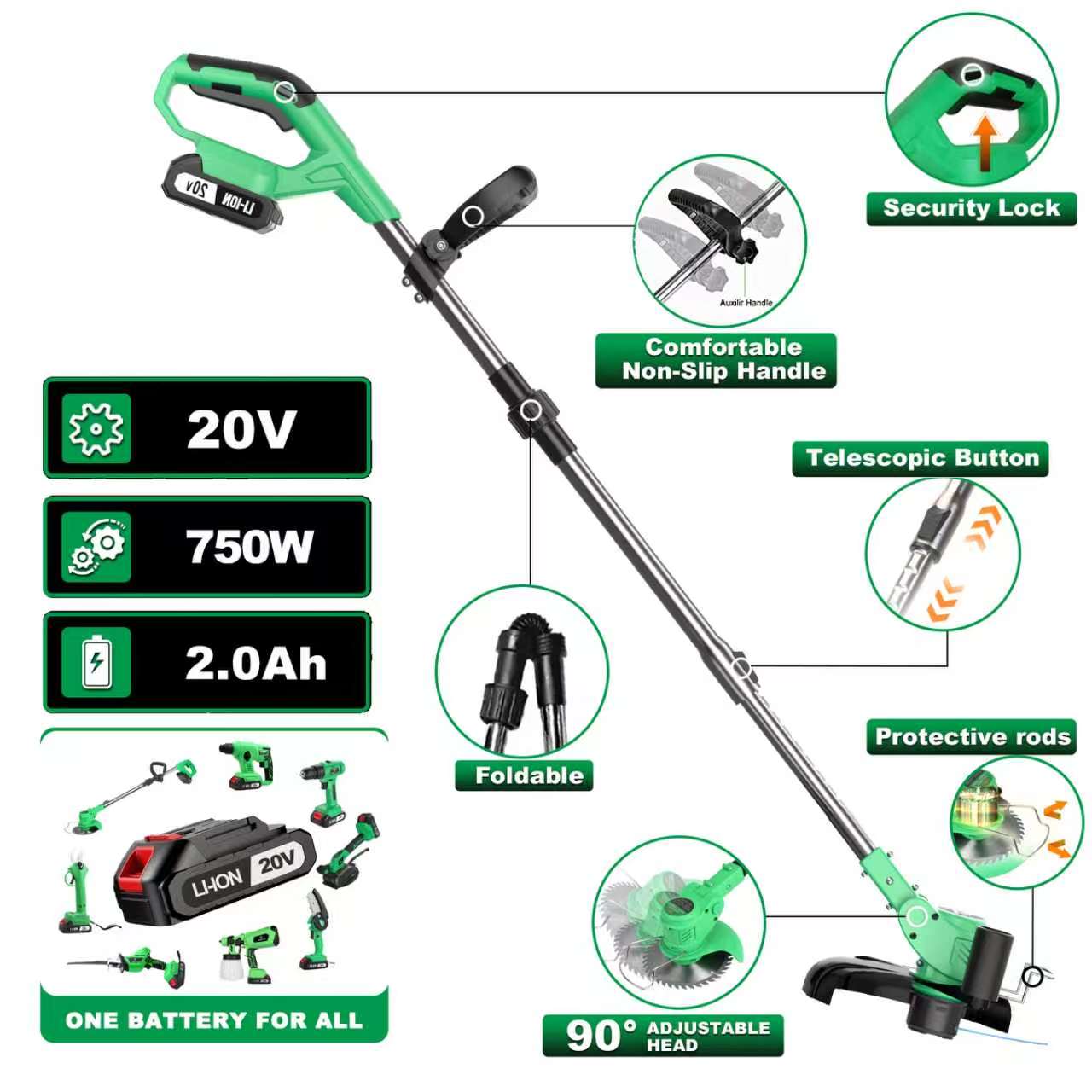 TrimFlex™ 3-in-1 Grass Trimmer | Cordless use, edging, cutting blades