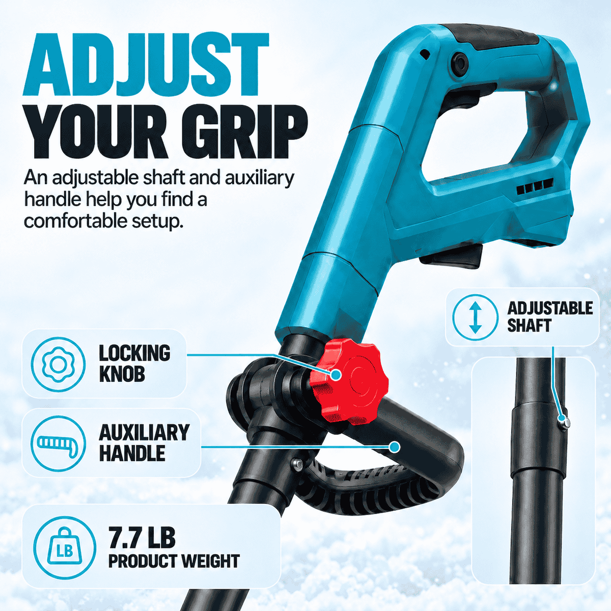 FrostSweep™ 21V Cordless Snow Shovel, 12.5" Clearing Width, 2×4000mAh Batteries
