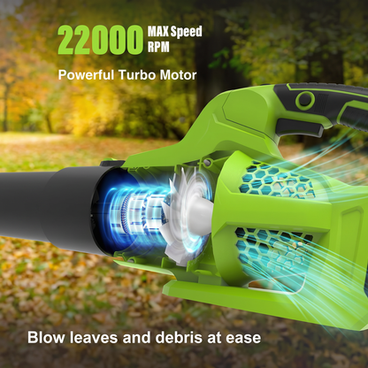 AirJet™ 21V Cordless Leaf Blower | Brushless Motor, Dual Batteries & High-Performance Handheld Yard Blower