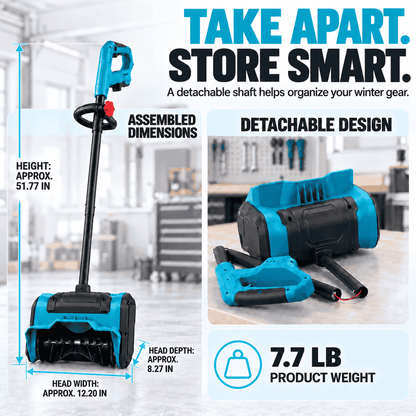 FrostSweep™ 21V Cordless Snow Shovel, 12.5" Clearing Width, 2×4000mAh Batteries