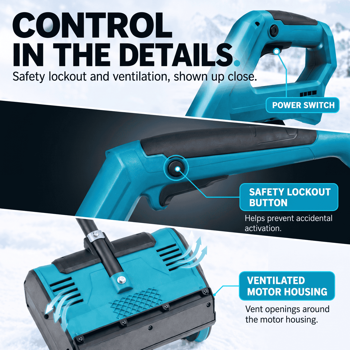 FrostSweep™ 21V Cordless Snow Shovel, 12.5" Clearing Width, 2×4000mAh Batteries