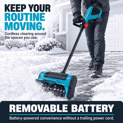 FrostSweep™ 21V Cordless Snow Shovel, 12.5" Clearing Width, 2×4000mAh Batteries