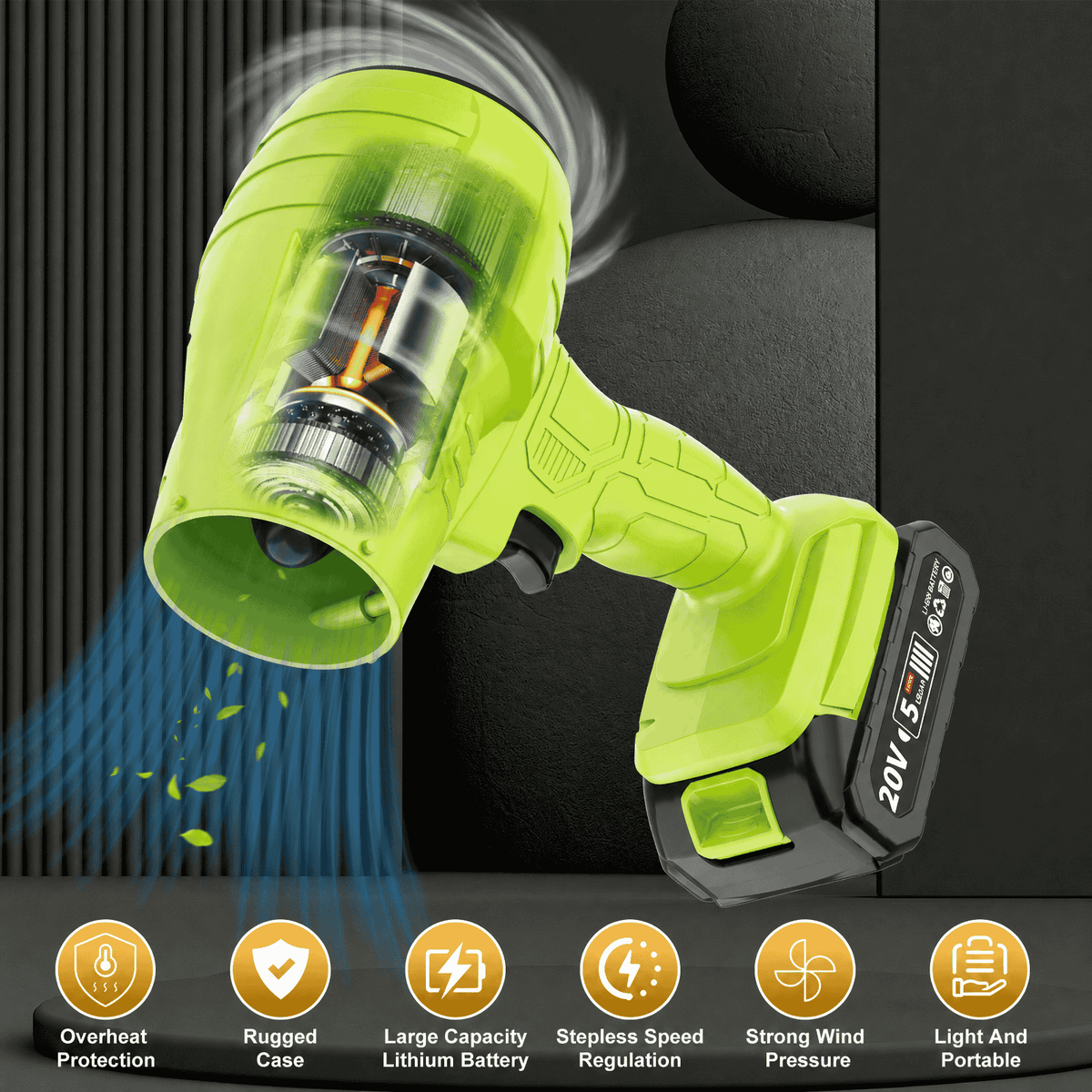 Turbo Cordless Leaf Blower – 150 MPH 600 CFM, 20V 4.0Ah Battery, Lightweight 4-in-1 Handheld Blower