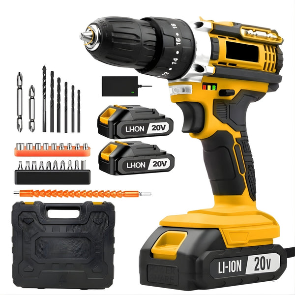 Drivaro™ Cordless Drill Set | 20V power, variable speed, 30mm max