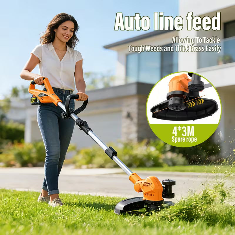 TrimFlex™ Electric Lawn Mower 3000W Brushless | String Trimmer & Wheeled Edger Combo | 2×4.0Ah Battery