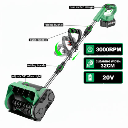 FrostSweep™ Cordless Snow Shovel | 20V use, 12" width, dual batteries