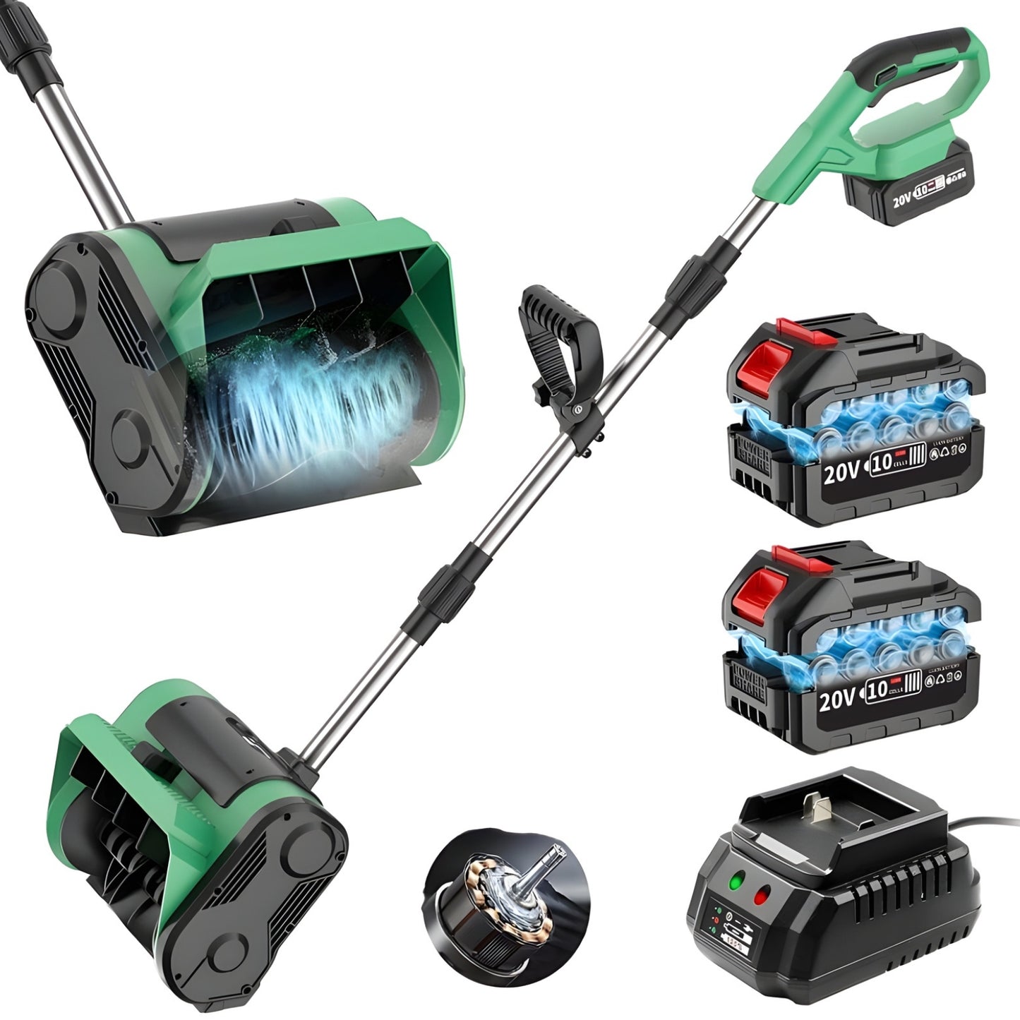 FrostSweep™ Cordless Snow Shovel | 20V use, 12" width, dual batteries