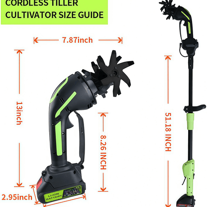 2-in-1 Cordless Garden Tiller & Cultivator with Adjustable Extension Pole