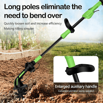 2-in-1 Cordless Garden Tiller & Cultivator with Adjustable Extension Pole