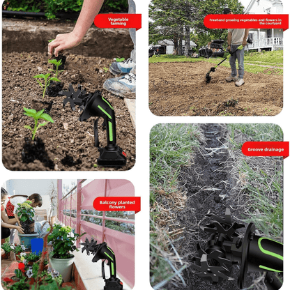 2-in-1 Cordless Garden Tiller & Cultivator with Adjustable Extension Pole