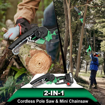 TrekSaw™ Cordless Chainsaw Set | 2-in-1 design, extendable pole, 2x20V