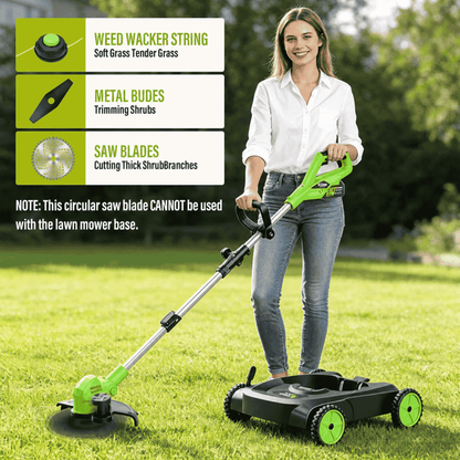 TrimFlex™ Electric Lawn Mower 3000W Brushless | String Trimmer & Wheeled Edger Combo | 2×4.0Ah Battery